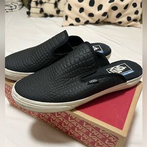 Vans Ultracush Croc Black Leather Slip On Mule